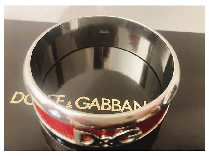 Iconico bracciale DOLCE & GABBANA in pelle rossa effetto rettile e acciaio Argento Rosso - vista 7