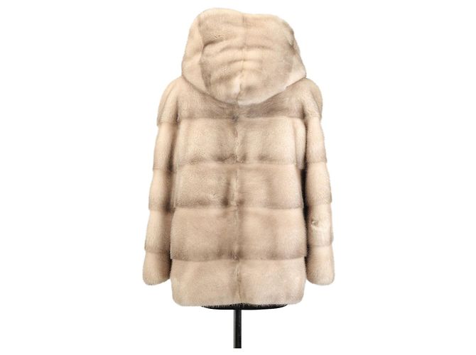 Autre Marque Cappotto con cappuccio in visone marrone - vista 2