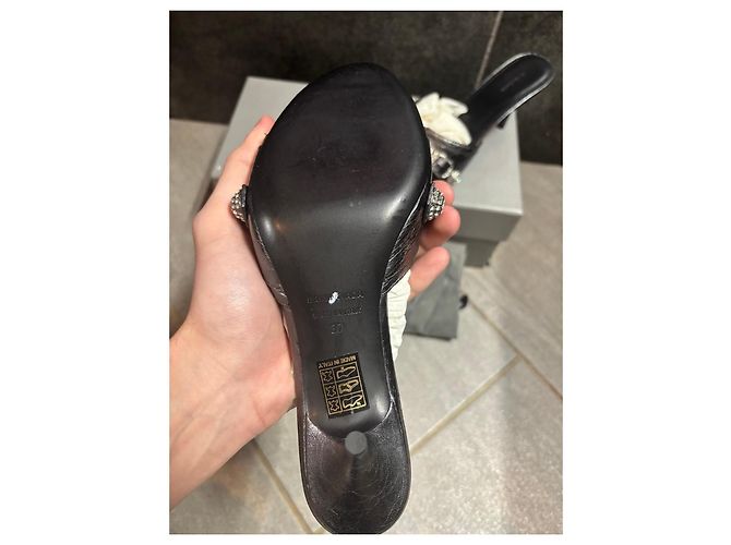 Sandali Balenciaga in pelle nera decorati con cristalli Nero - vista 6