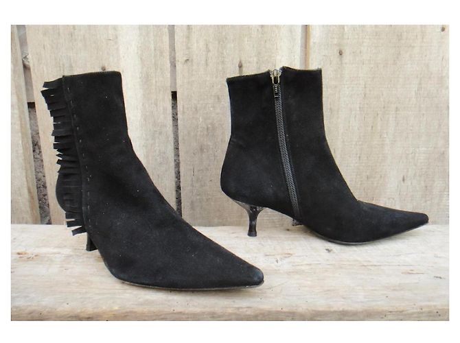 Autre Marque Botines Mine De Rien de ante negro con flecos - vista 3