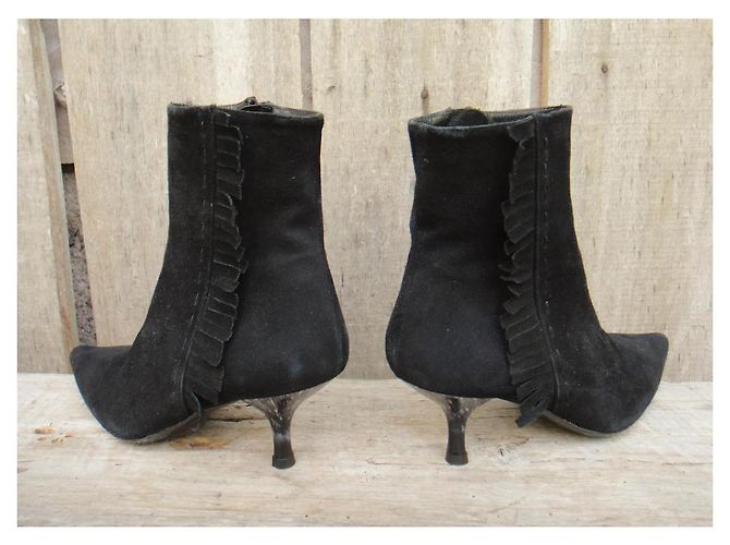Autre Marque Botines Mine De Rien de ante negro con flecos - vista 4