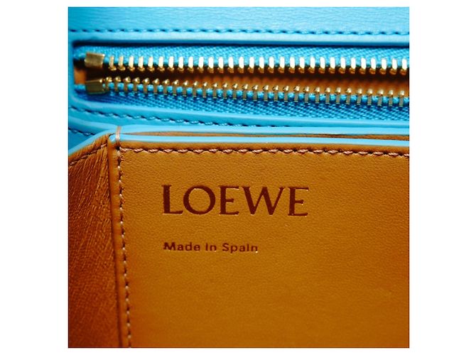 Borsa a spalla media in pelle Goya Loewe Blu - vista 10
