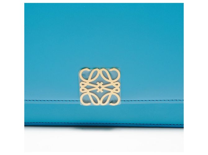 Borsa a spalla media in pelle Goya Loewe Blu - vista 8