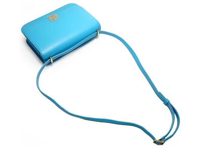 Borsa a spalla media in pelle Goya Loewe Blu - vista 9