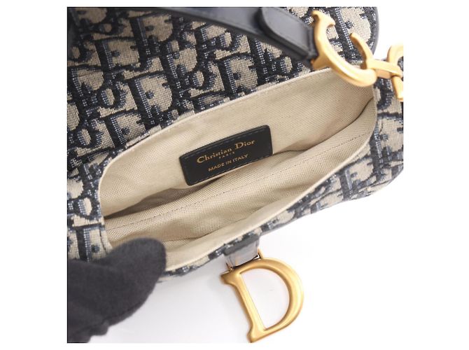 Mini Borsa Saddle Christian Dior Nero Beige Blu navy - vista 3