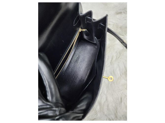 Hermès Kelly 28 in pelle box nera Nocciola - vista 11