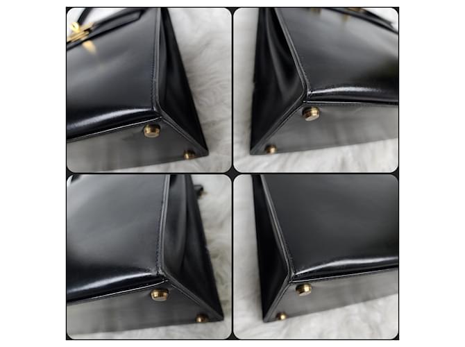 Hermès Kelly 28 in pelle box nera Nocciola - vista 12