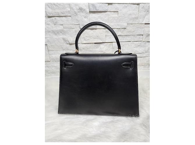 Hermès Kelly 28 in pelle box nera Nocciola - vista 4