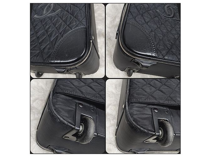 Trendy CC Mala Chanel de nylon acolchoado preto com 2 rodas CC - vista 14