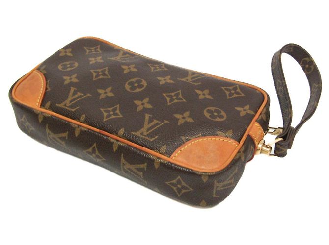 Borsa Clutch Louis Vuitton Monogram Marly Dragonne PM Marrone - vista 2
