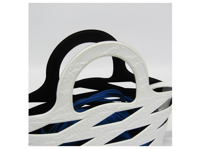 Borsa Balenciaga Neo Basket 630708 in blu e bianco - vista 12