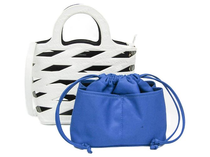 Borsa Balenciaga Neo Basket 630708 in blu e bianco - vista 2