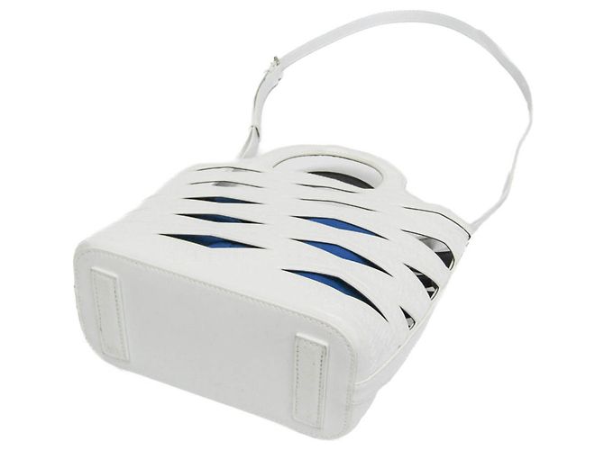 Borsa Balenciaga Neo Basket 630708 in blu e bianco - vista 3