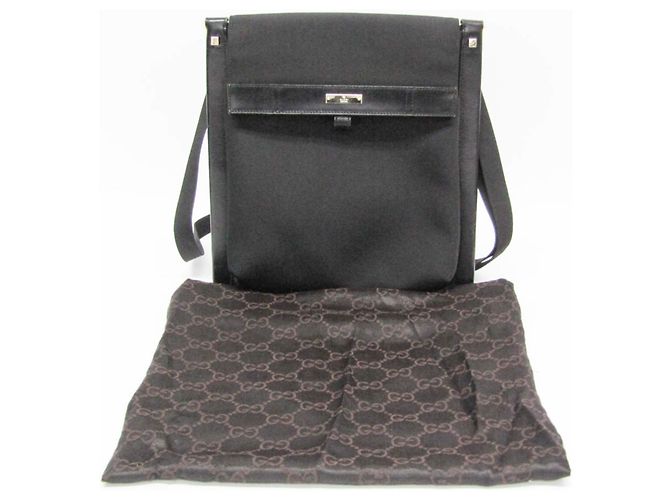 Borsa a spalla in nylon e pelle da donna Gucci 019 0424 Nero - vista 2