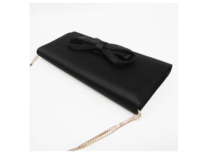 Pochette a spalla con catena in nastro Valentino Garavani Nero - vista 5