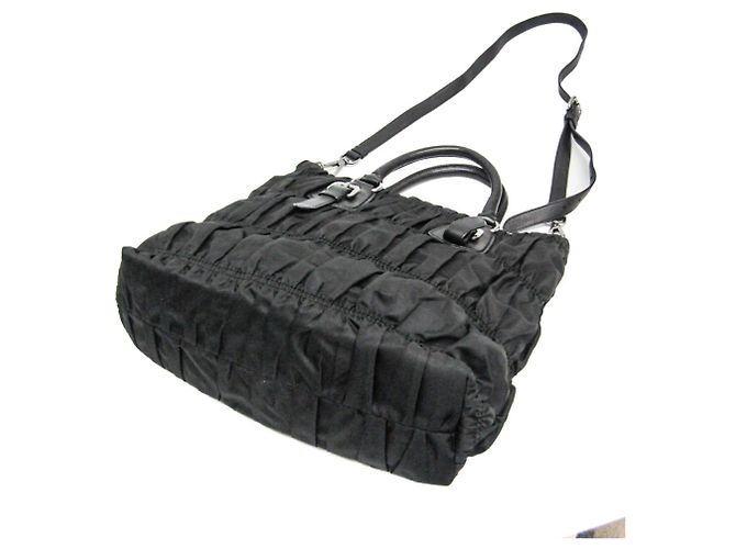 Prada Borsa in nylon TESSUTO Gather da donna, borsa a spalla - Nero - vista 2