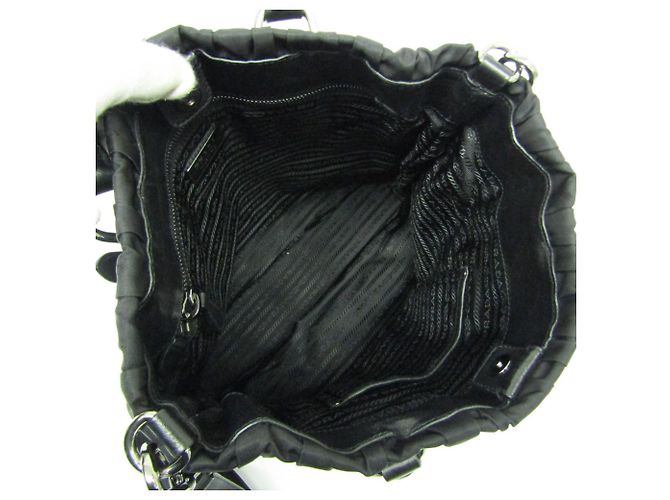 Prada Borsa in nylon TESSUTO Gather da donna, borsa a spalla - Nero - vista 3