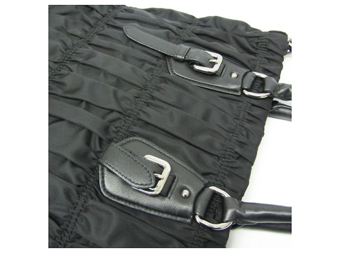 Prada Borsa in nylon TESSUTO Gather da donna, borsa a spalla - Nero - vista 9