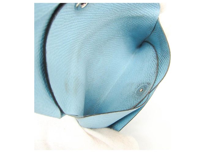 Tarjetero Calvi Duo en cuero Epsom de Hermès Azul claro - vista 4