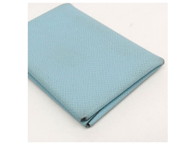 Tarjetero Calvi Duo en cuero Epsom de Hermès Azul claro - vista 6