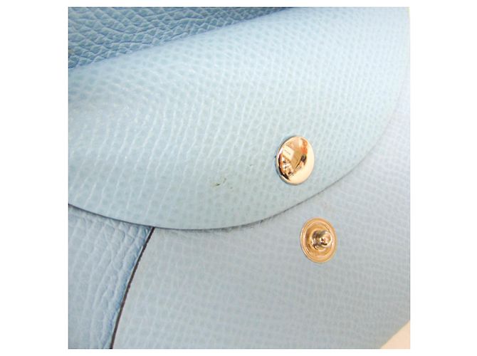 Tarjetero Calvi Duo en cuero Epsom de Hermès Azul claro - vista 8