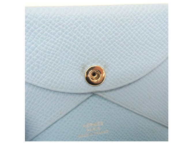 Tarjetero Calvi Duo en cuero Epsom de Hermès Azul claro - vista 9
