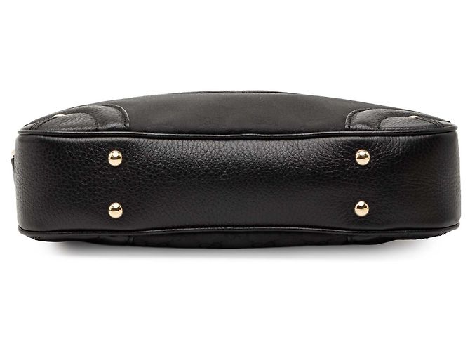 Borsa a spalla Gucci in nylon nero con motivo GG e stemma - vista 3