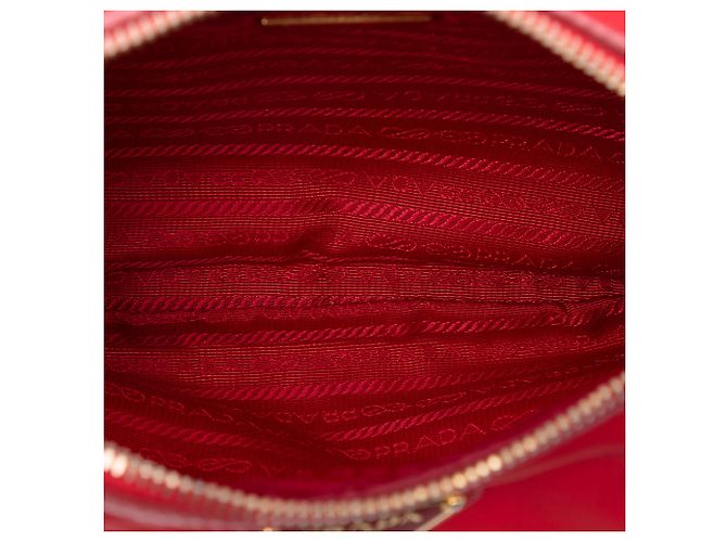 Prada Rosso Saffiano Rifinito Tessuto Borsa a Tracolla con Zip - vista 4