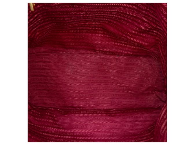 Borsa Tote in Tessuto con Bordo Saffiano Rosa di Prada - vista 4