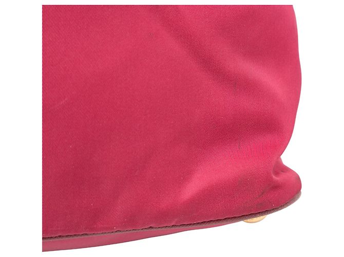 Borsa Tote in Tessuto con Bordo Saffiano Rosa di Prada - vista 9