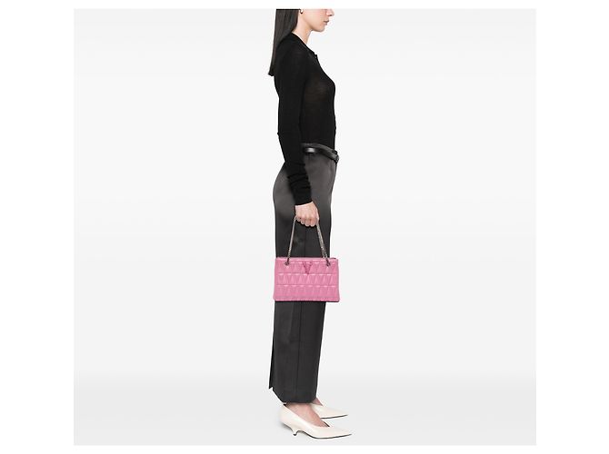 Borsa Virtus in pelle trapuntata rosa di Versace - vista 11