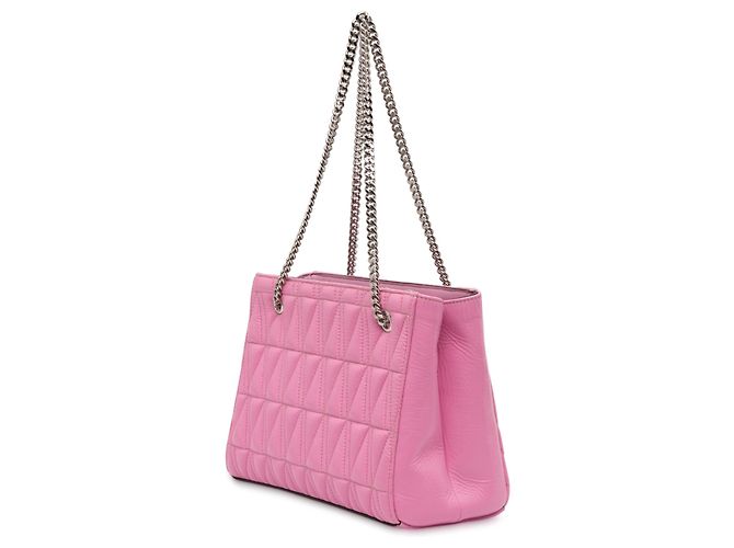 Borsa Virtus in pelle trapuntata rosa di Versace - vista 2