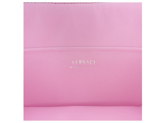 Borsa Virtus in pelle trapuntata rosa di Versace - vista 5