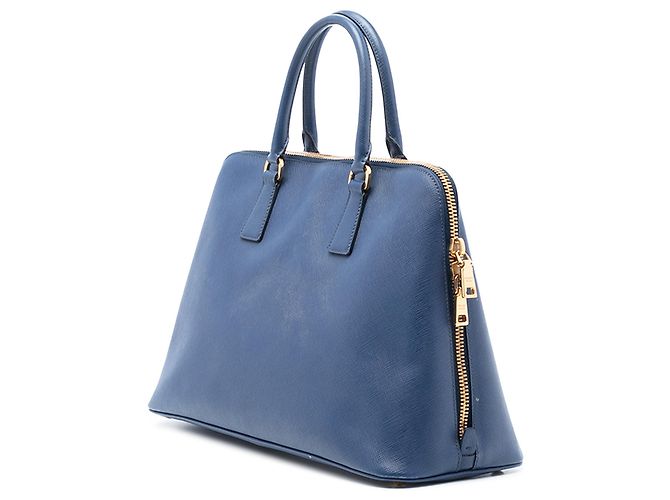 Borsa Promenade Saffiano Lux blu grande di Prada - vista 2