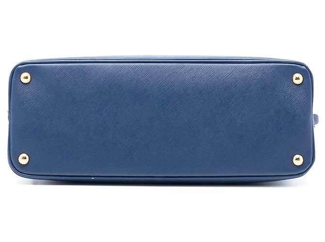 Borsa Promenade Saffiano Lux blu grande di Prada - vista 3