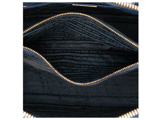 Borsa Promenade Saffiano Lux blu grande di Prada - vista 4