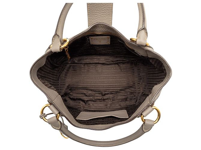 Prada Schultertasche aus grauem Vitello Daino Braun Anthrazitgrau - Ansicht 4
