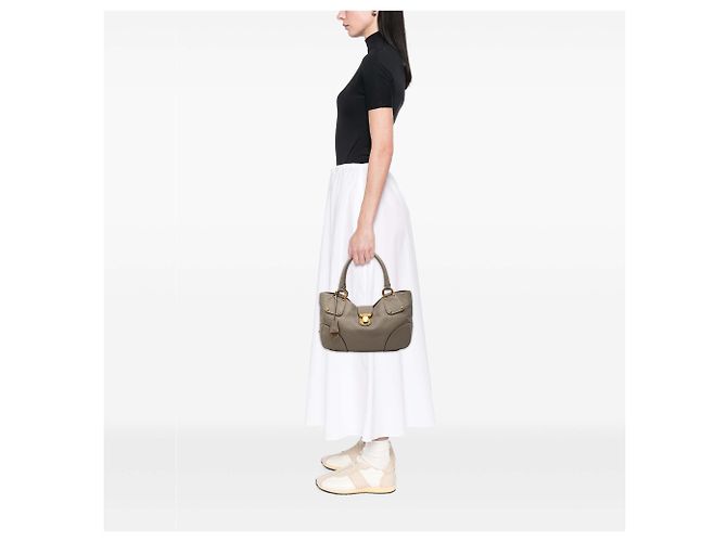 Prada Schultertasche aus grauem Vitello Daino Braun Anthrazitgrau - Ansicht 6