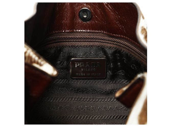 Bolso de cadena de cuero marrón con coleta y estampado de leopardo de Prada Castaño - vista 10