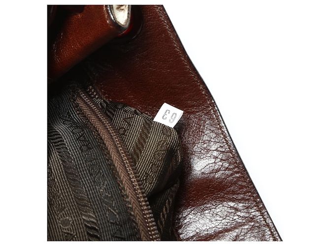 Bolso de cadena de cuero marrón con coleta y estampado de leopardo de Prada Castaño - vista 11