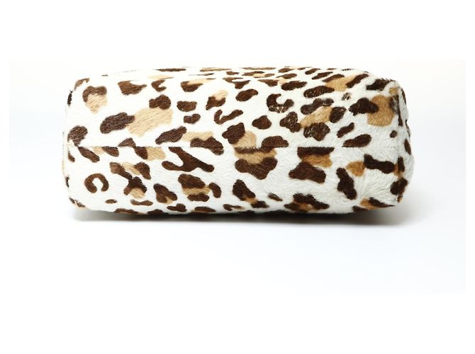 Bolso de cadena de cuero marrón con coleta y estampado de leopardo de Prada Castaño - vista 7