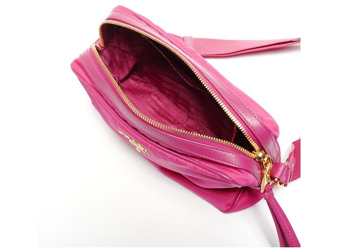 Borsa a spalla in nylon Prada rosa - vista 11