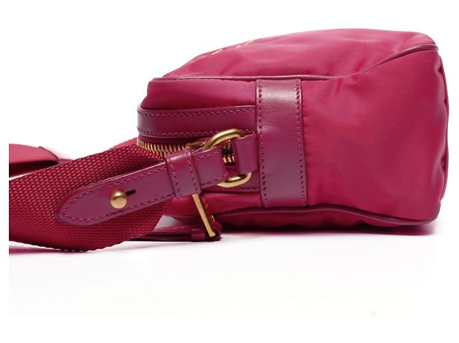 Borsa a spalla in nylon Prada rosa - vista 3