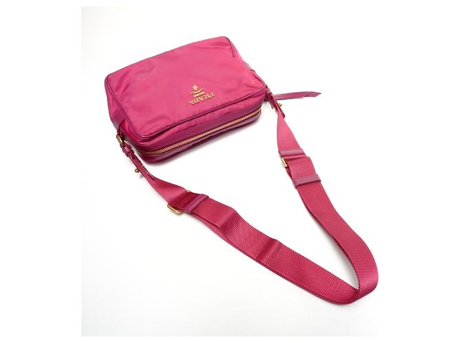 Borsa a spalla in nylon Prada rosa - vista 8