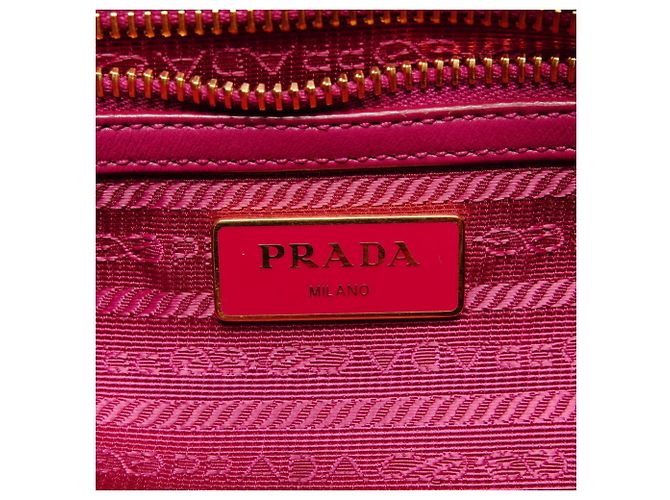 Borsa a spalla in nylon Prada rosa - vista 9