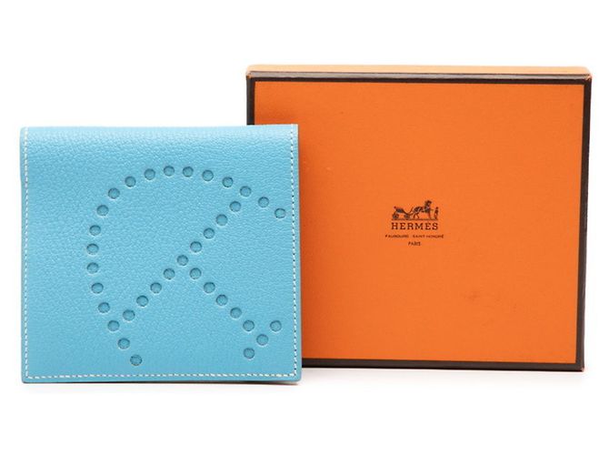 Billetera Bifold Evelyne de Hermès Azul Azul claro - vista 7