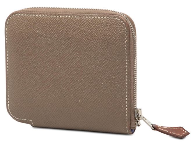 Billetera compacta/monedero Azap en seda Hermès Castaño Gris pardo - vista 2