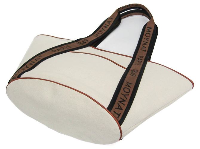 Moynat Damen Leder- und Canvas-Shopper Braun Beige - Ansicht 2