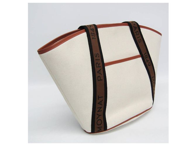 Moynat Damen Leder- und Canvas-Shopper Braun Beige - Ansicht 9
