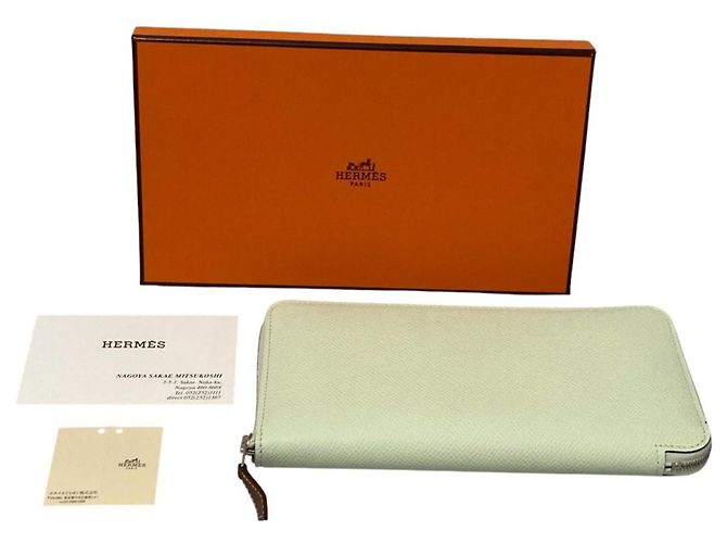 Cartera larga de cuero Epsom Azap con seda Hermès Amarillo - vista 11